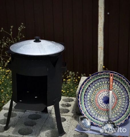 Казан чугунный с печкой 12л комплект