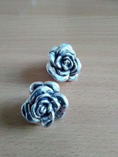 Серьги розы серебро