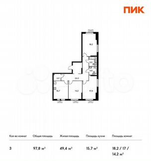 3-к квартира, 97.8 м², 11/33 эт.