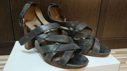 Босоножки тёмно-синие на каблуке, р-р 36-37