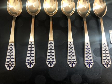 Чайные ложки Серебро 916 Эмаль