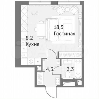 1-к квартира, 34.3 м², 29/47 эт.