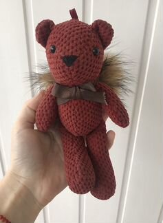 Игрушка амигуруми Мишка с натур мехом