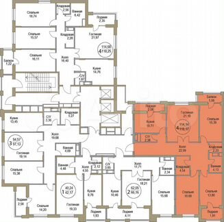 4-к квартира, 118.9 м², 3/19 эт.