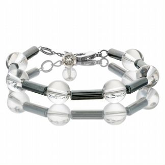 Браслет с горным хрусталем и гематитом