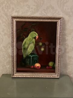 Картина маслом «попугай»