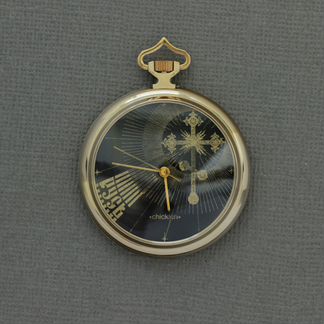 Православные позолоченные карманные часы в