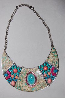 Колье широкое под шею металл пластик бижутерия 3