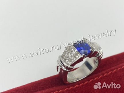 Золотое Кольцо с Сапфиром и бриллиантами