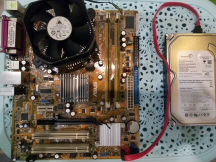 Материнская плата LGA 775 + процессор + озу + HDD