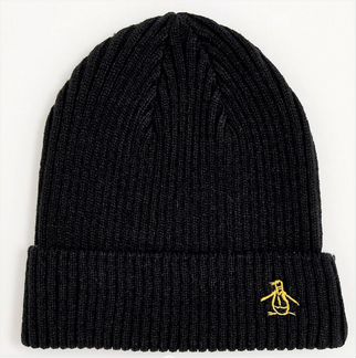 Шапка Original Penguin теплая черная в рубчик нов