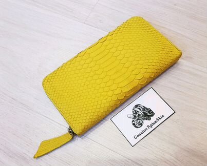 Кошелек желтый из кожи питона настоящий