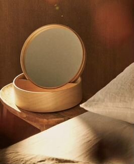 Zara Home круглая деревянная шкатулка с зеркалом