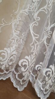 Тюль штора сетка набивная выс.2.75. люверсы.дубай