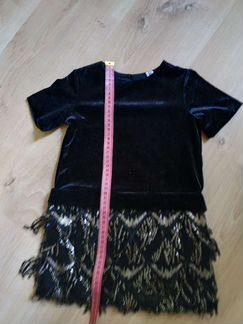 Платье чёрное бархат/бахрома