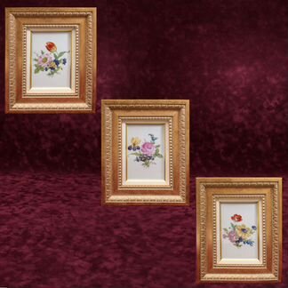 Три Фарфоровых медальонов Цветы Картины Германия