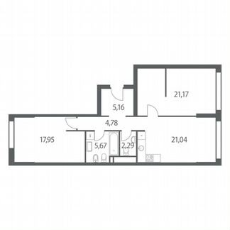 2-к квартира, 78.1 м², 8/51 эт.