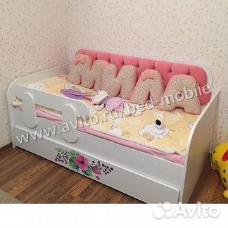 Кровать детская Классик розовый цветок