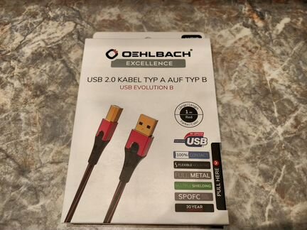 Кабель USB 2.0 A-B / Oehlbach USB Evolution 1м