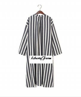 Плюсайз Полосатое платье-рубашка с косами