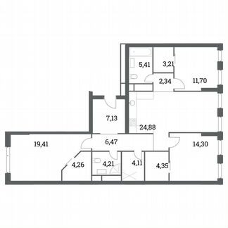 3-к квартира, 111.8 м², 9/41 эт.