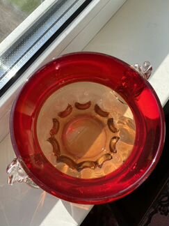 Ваза, конфетница гутное цветное стекло