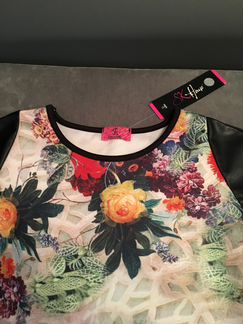 Платье с кожаными рукавами. Новое, с этикеткой