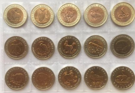 Набор 15 монет Красная книга 1991 - 1994 годы медь