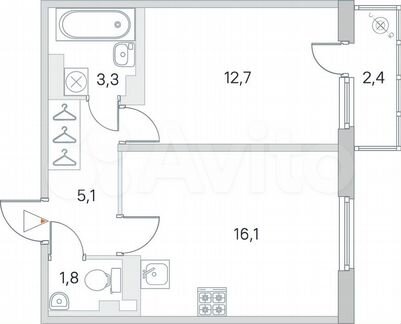 1-к. квартира, 39,5 м², 4/5 эт.