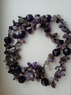 Бусы из аметиста, авантюрина, агата