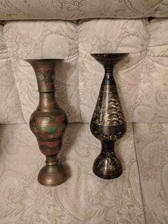 Ваза металлическая черная Индия
