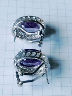 Серьги александрит иск бриллианты Большие)