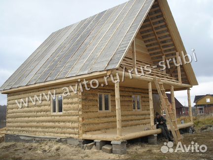 Сруб дома 8х8 + 2м терраса, крыша мансардная