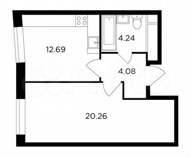 1-к квартира, 41.3 м², 14/30 эт.