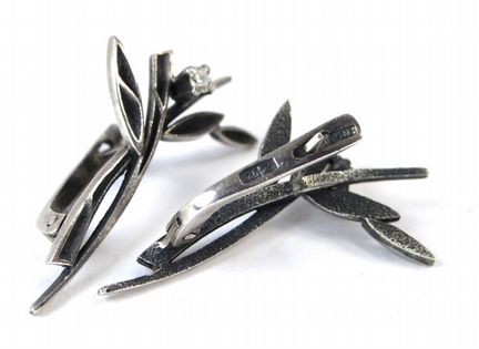 Крупные серебряные серьги 925 пробы