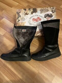 Сапоги натуральная кожа, натуральный мех для девоч