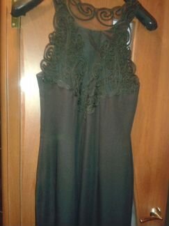 Стильное длинное черное платье ажурный верх, USA