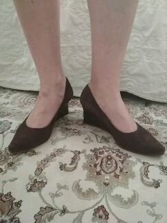 Туфли на танкетке, нат.замша 37