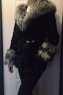 Шуба «автоледи», лобики норки с чернобуркой