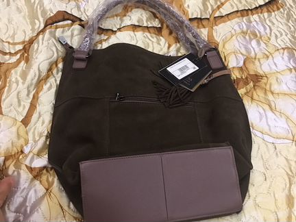 Сумка натуральная замша коричневого цвета новая