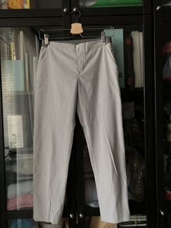 Серые брюки в клетку на резинке Uniqlo XS