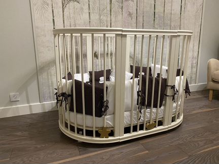 Кроватка трансформер 9в1+матрасы и комплект белья