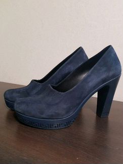 Туфли синие кожа замша натуральные